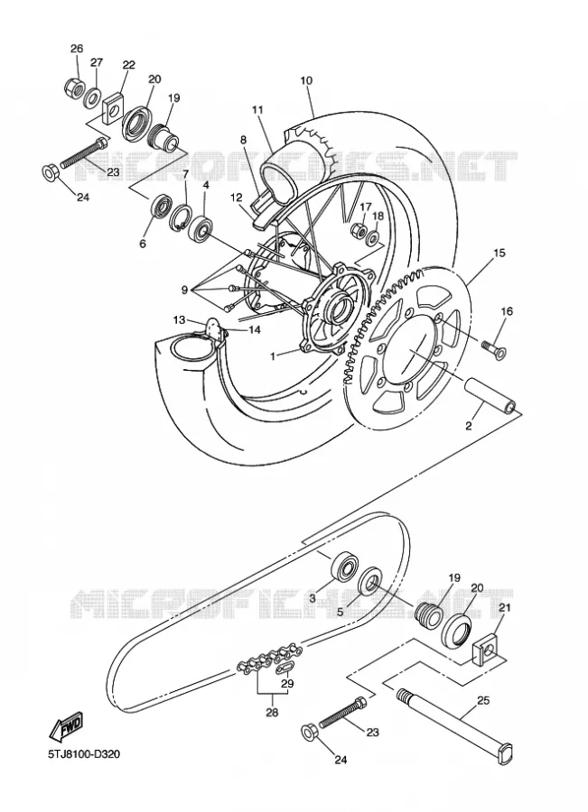 ROUE ARRIERE Yamaha MOTO 250 2005 WRF  WR250F