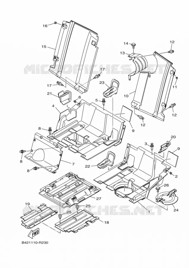 COUVERCLE LATERAL 2 Yamaha SIDE BY SIDE 700 2018 VIKING  YXM700E