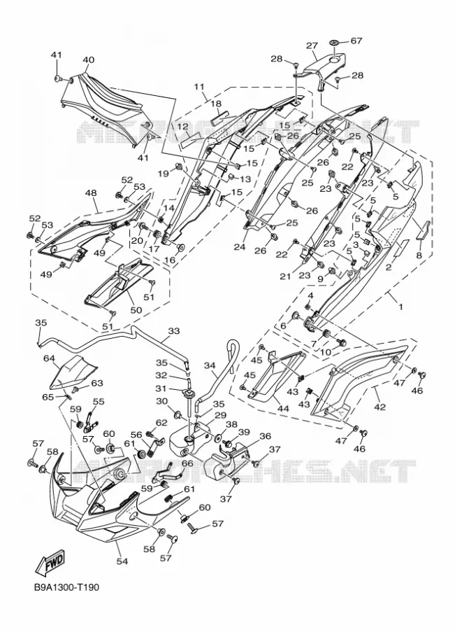 COUVERCLE LATERAL Yamaha MOTO 300 2018 MT  MTN320-A
