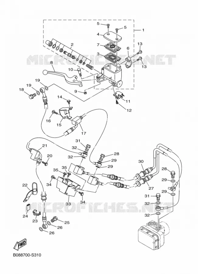 MAITRE CYLINDRE DE FREIN AVANT Yamaha MOTO 300 2018 MT  MTN320-A