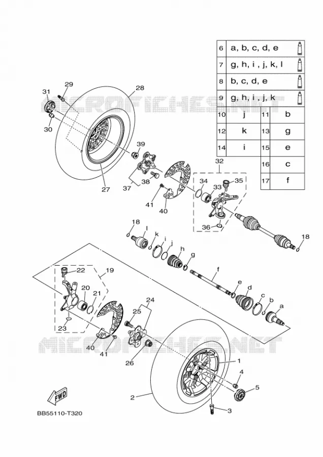 ROUE AVANT Yamaha QUAD 450 2018 KODIAK  YFM450FWAD