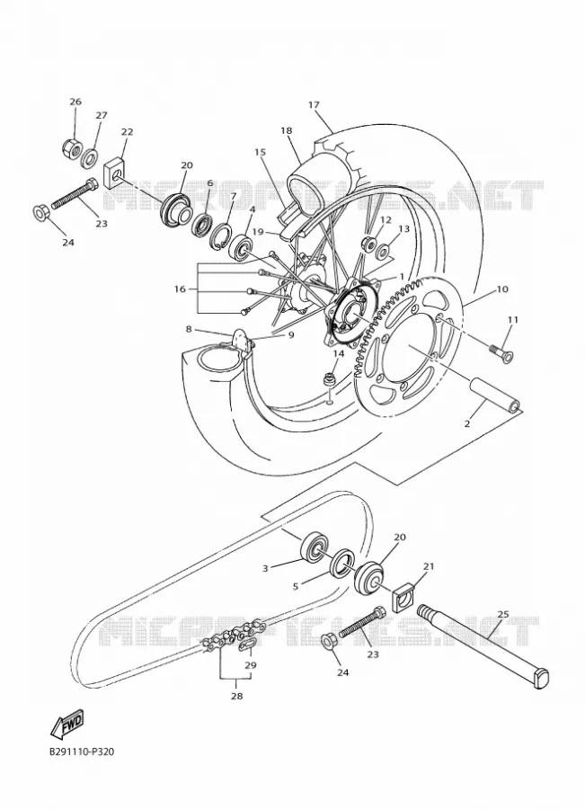 ROUE ARRIERE Yamaha MOTO 250 2017 WRF  WR250F