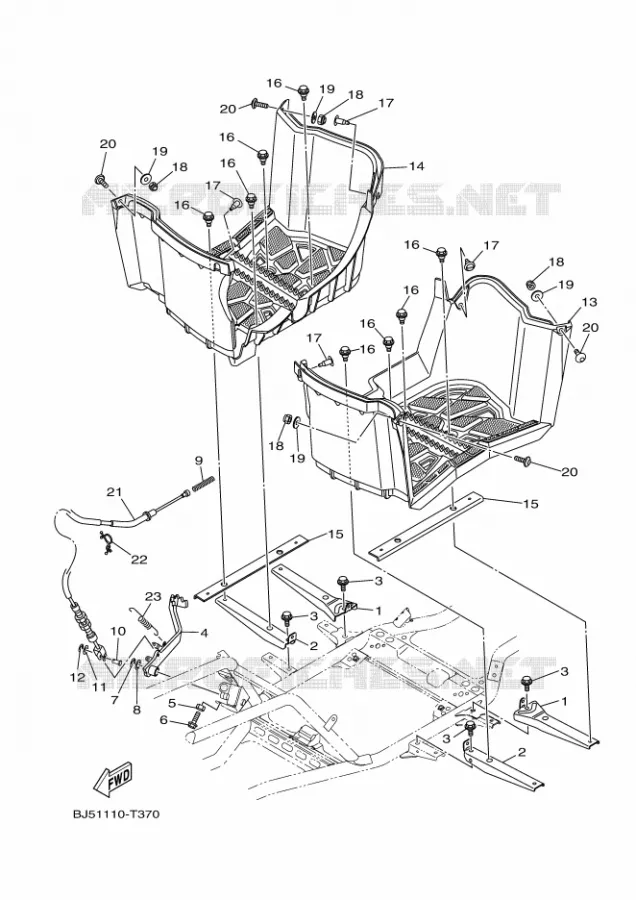 SUPPORT / REPOSE PIEDS Yamaha QUAD 450 2018 KODIAK  YFM450FWA