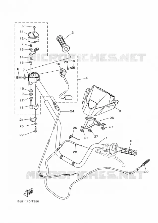 GUIDON ET CABLES Yamaha QUAD 450 2018 KODIAK  YFM450FWA