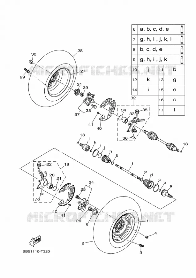 ROUE AVANT Yamaha QUAD 450 2018 KODIAK  YFM450FWA