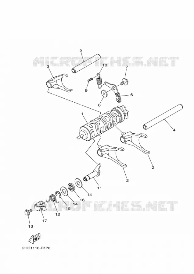 BARILLET DE SELECTION / FOURCHETTES Yamaha SIDE BY SIDE 1000 2017 YXZ  YXZ1000E