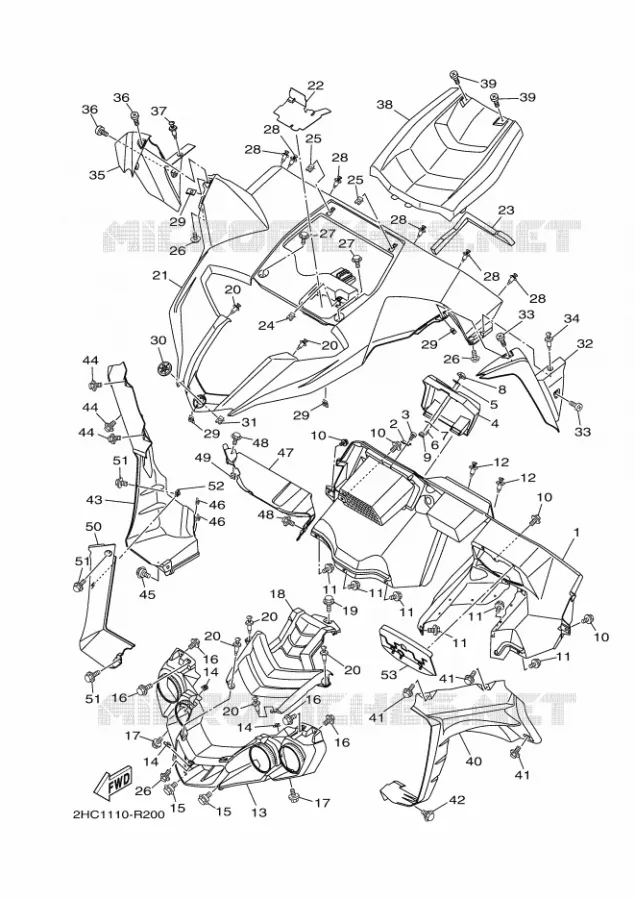 GARDE BOUE AVANT Yamaha SIDE BY SIDE 1000 2017 YXZ  YXZ1000E
