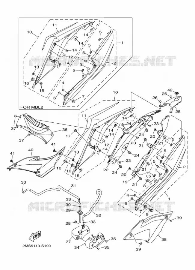 COUVERCLE LATERAL Yamaha MOTO 300 2018 R3  YZF-R3A