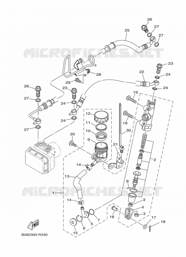 MAITRE CYLINDRE DE FREIN ARRIERE Yamaha MOTO 300 2018 R3  YZF-R3A