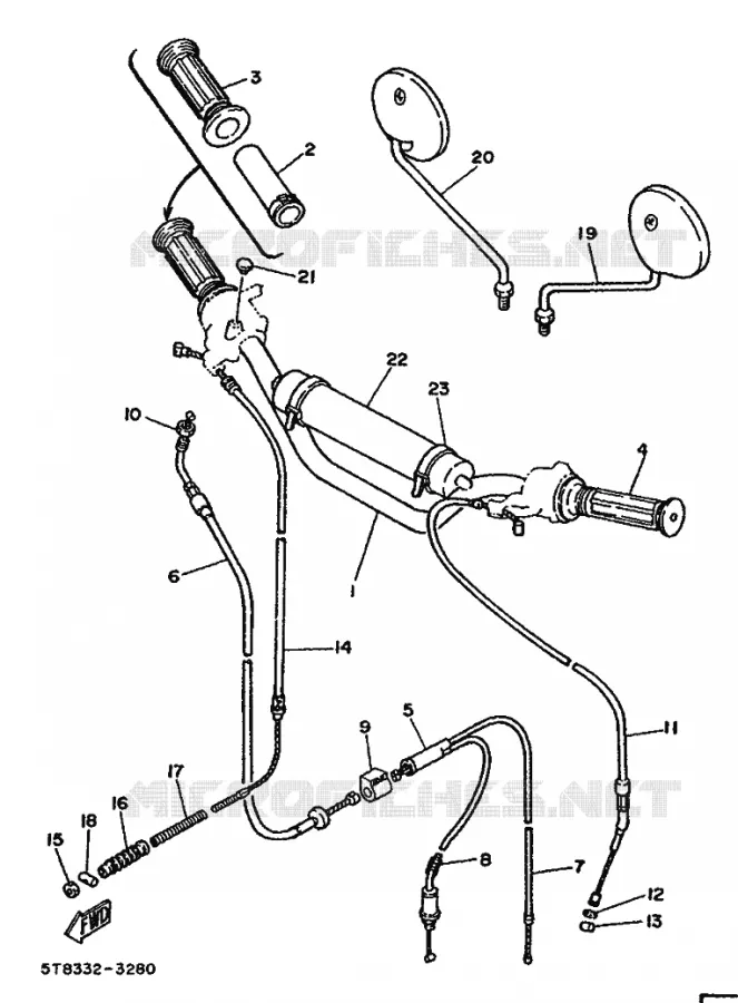 GUIDON ET CABLES Yamaha MOTO 50 1987 DT  DT50M