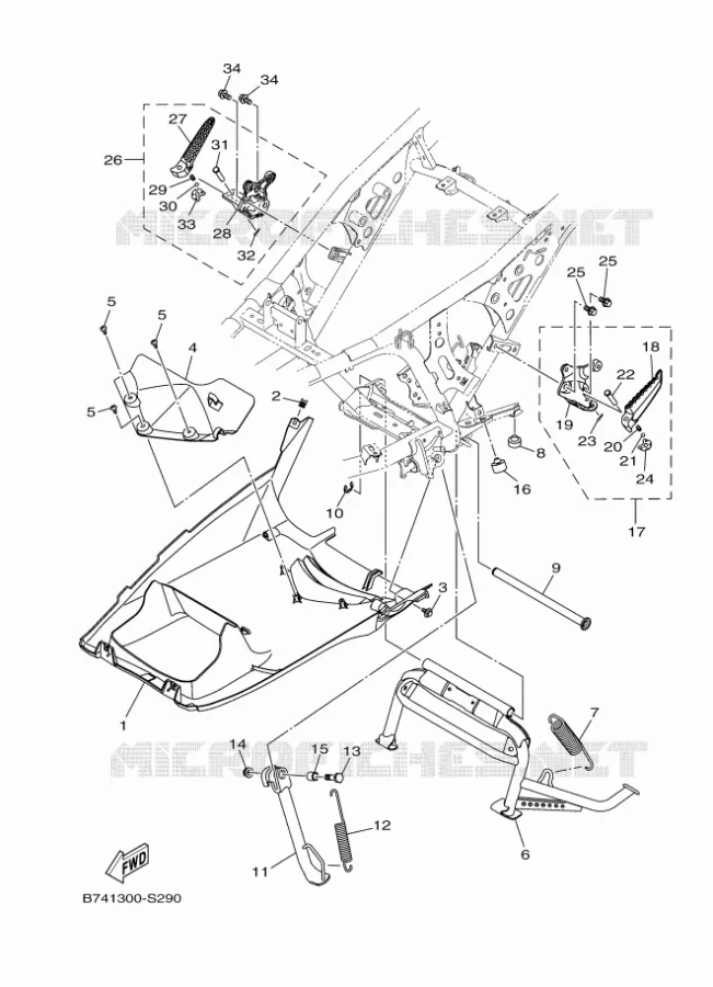 SUPPORT / REPOSE PIEDS Yamaha SCOOTER 300 2017 XMAX  CZD300-A
