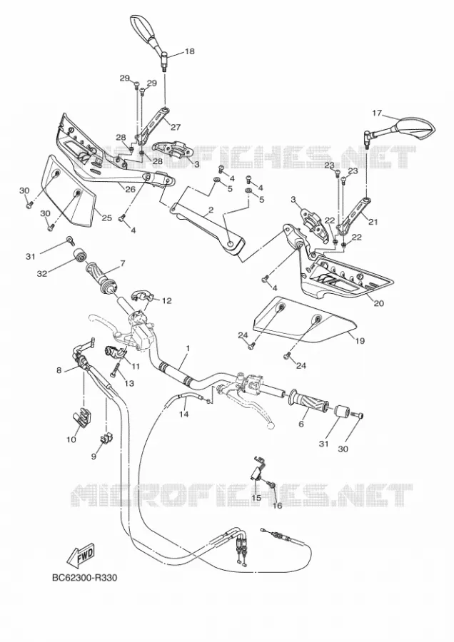GUIDON ET CABLES Yamaha MOTO 700 2017 TRACER  MTT690P-AB
