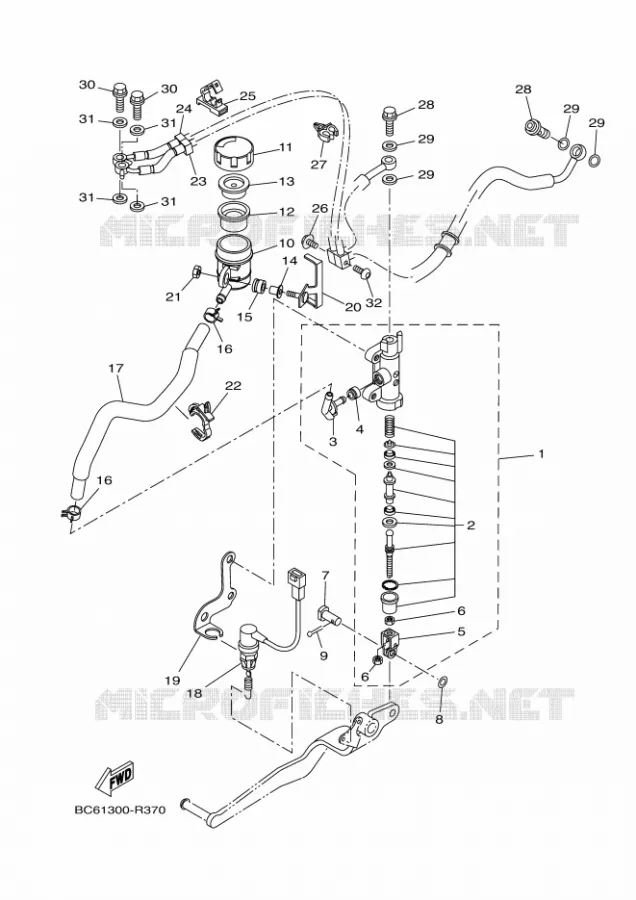 MAITRE CYLINDRE DE FREIN ARRIERE Yamaha MOTO 700 2017 TRACER  MTT690P-AB