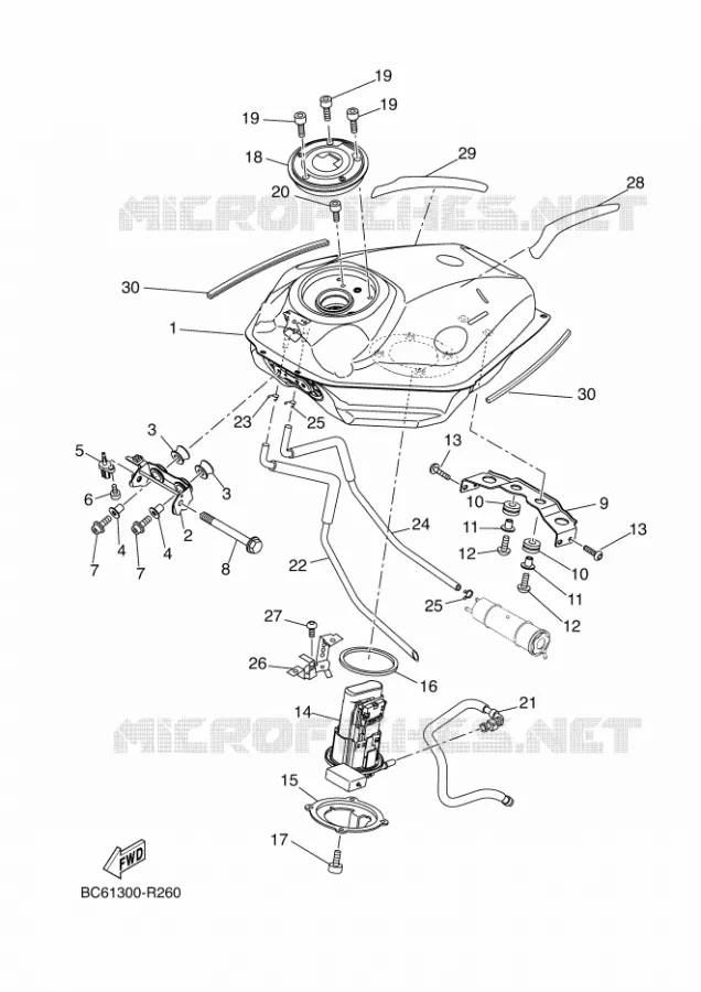 RESERVOIR A ESSENCE Yamaha MOTO 700 2017 TRACER  MTT690P-AB