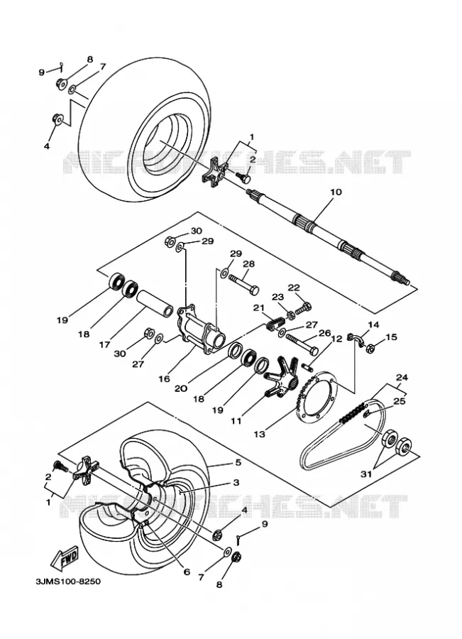 ROUE ARRIERE Yamaha QUAD 200 2000 BLASTER  YFS200