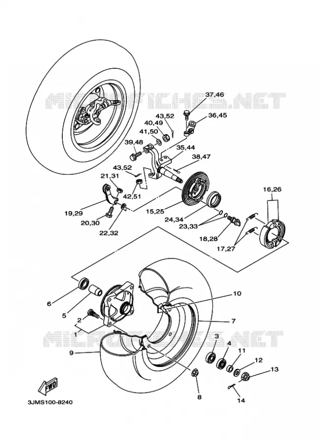 ROUE AVANT Yamaha QUAD 200 2002 BLASTER  YFS200