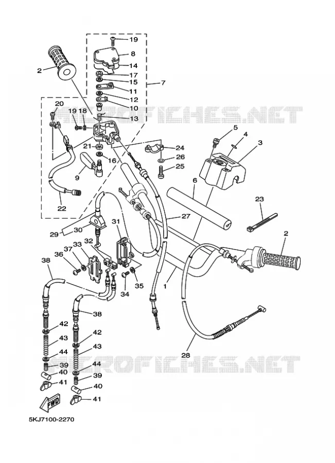 GUIDON ET CABLES Yamaha QUAD 200 2002 BLASTER  YFS200