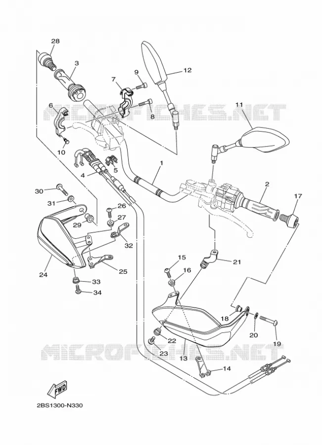 GUIDON ET CABLES Yamaha MOTO 1200 2017 XTZ SUPER TENERE  XT1200Z