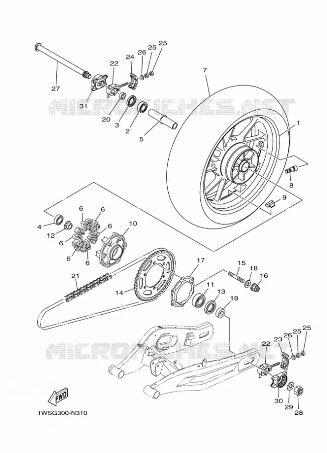 ROUE ARRIERE Yamaha MOTO 700 2016 MT  MT07A