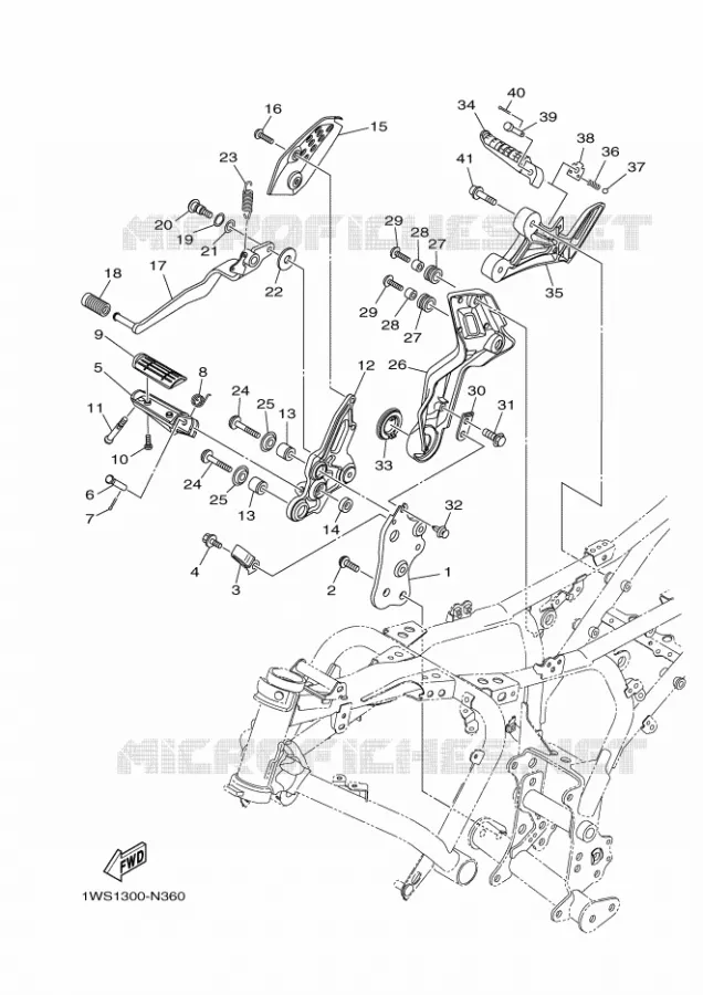 SUPPORT / REPOSE PIEDS 2 Yamaha MOTO 700 2016 MT  MT07A