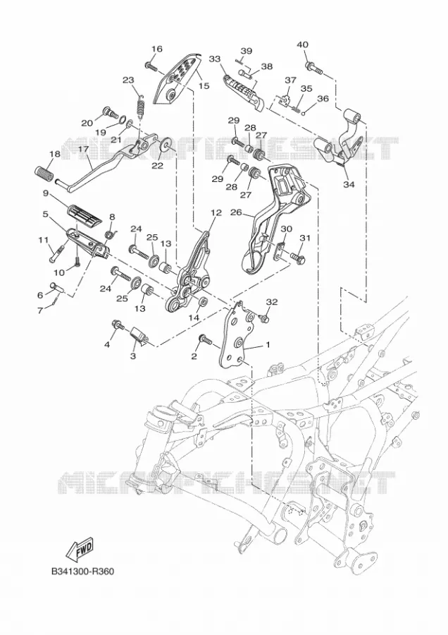 SUPPORT / REPOSE PIEDS 2 Yamaha MOTO 700 2016 XSR  MTM690-U