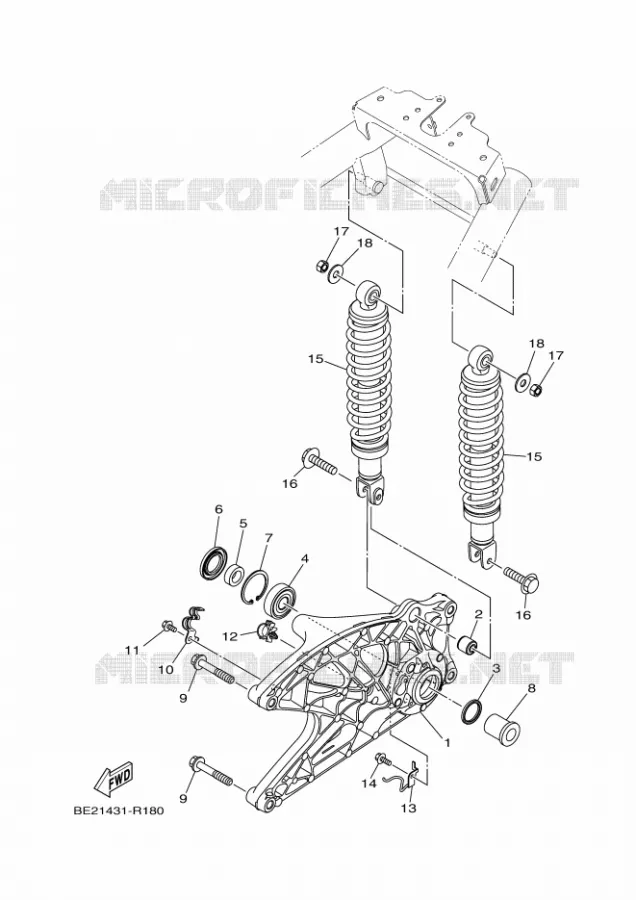 BRAS OSCILLANT / AMORTISSEUR Yamaha SCOOTER 125 2017 TRICITY  MWS125-C