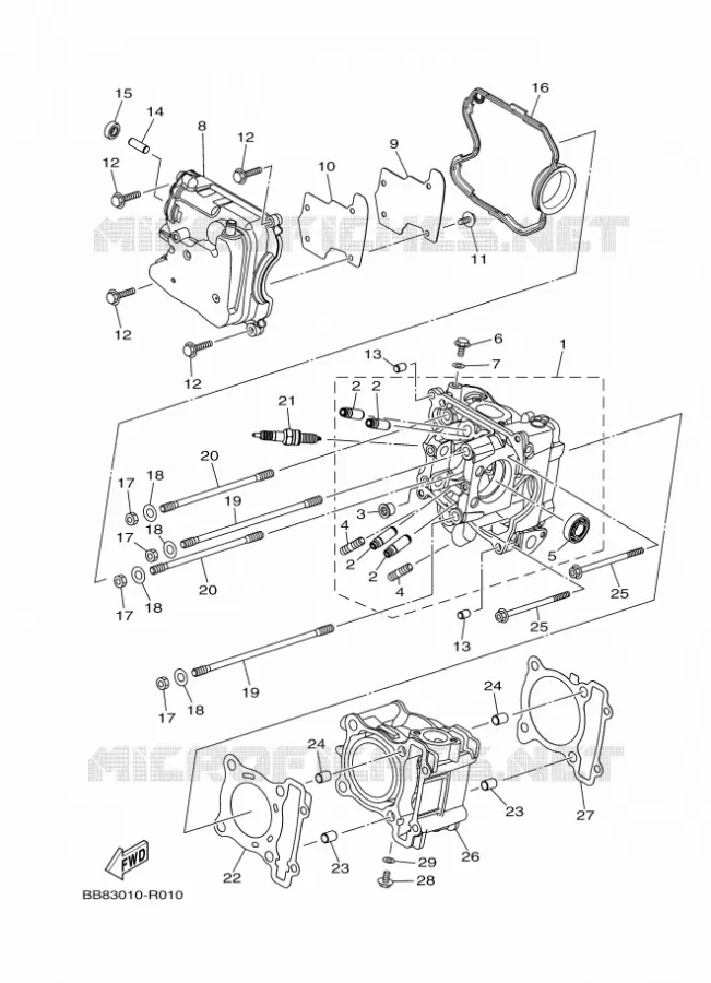 CULASSE Yamaha SCOOTER 125 2017 MBK TRYPTIK  MWS125-C