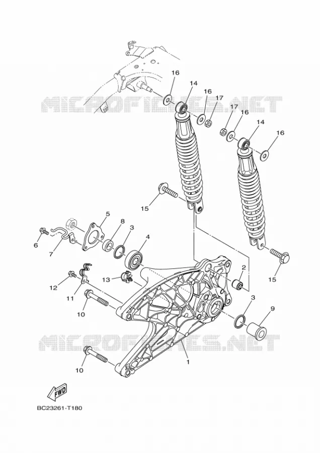 BRAS OSCILLANT / AMORTISSEUR Yamaha SCOOTER 150 2017 NMAX  GPD150-A