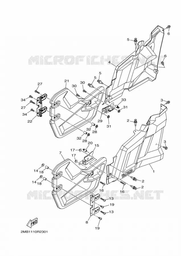 COUVERCLE LATERAL Yamaha SIDE BY SIDE 700 2017 WOLVERINE  YXE700E