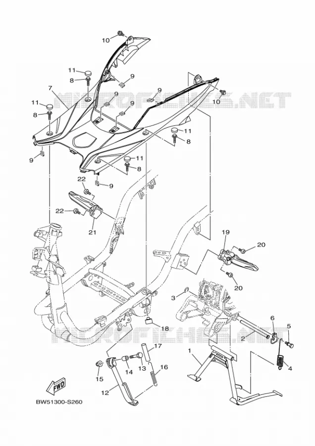 SUPPORT / REPOSE PIEDS Yamaha SCOOTER 125 2017 FLIPPER  LTS125-C