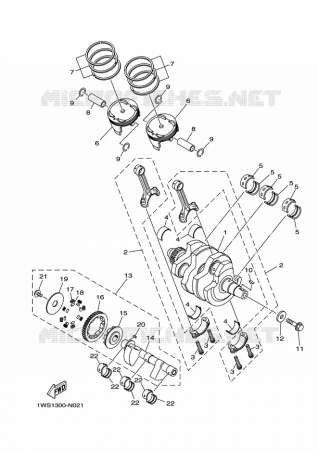 VILEBREQUIN / PISTON Yamaha MOTO 700 2016 MT  MT07A