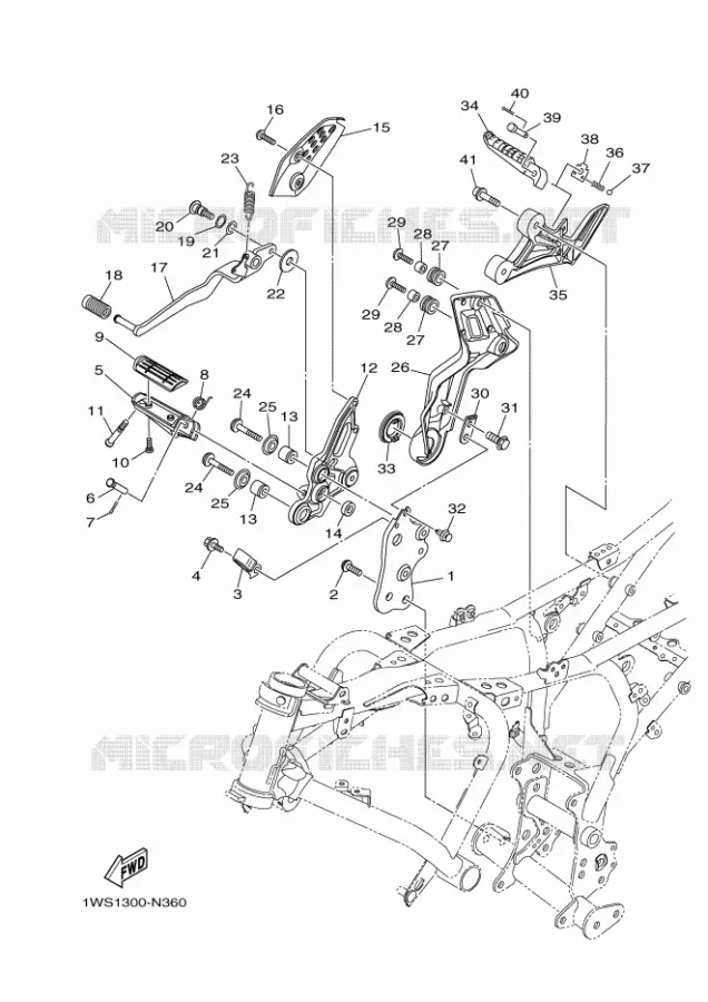 SUPPORT / REPOSE PIEDS 2 Yamaha MOTO 700 2016 MT  MT07A