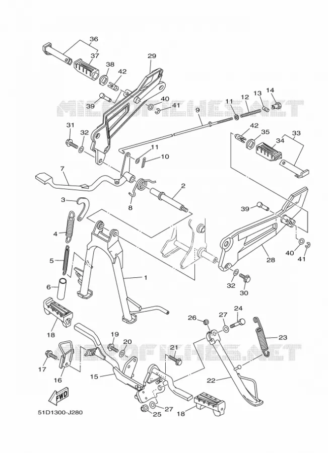 SUPPORT / REPOSE PIEDS Yamaha MOTO 125 2014 YBR  YBR125ED