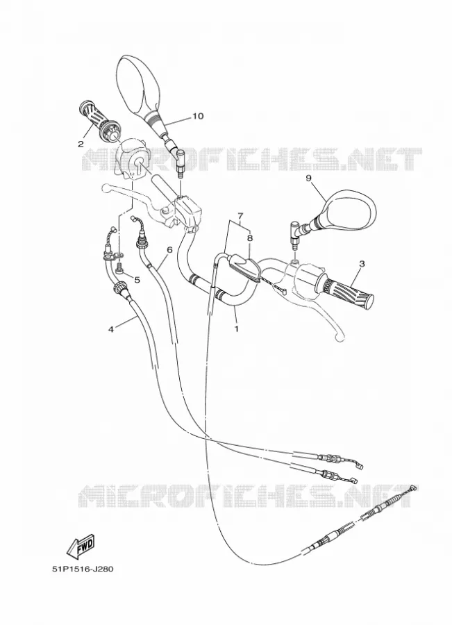 GUIDON ET CABLES Yamaha MOTO 125 2014 YBR  YBR125ED