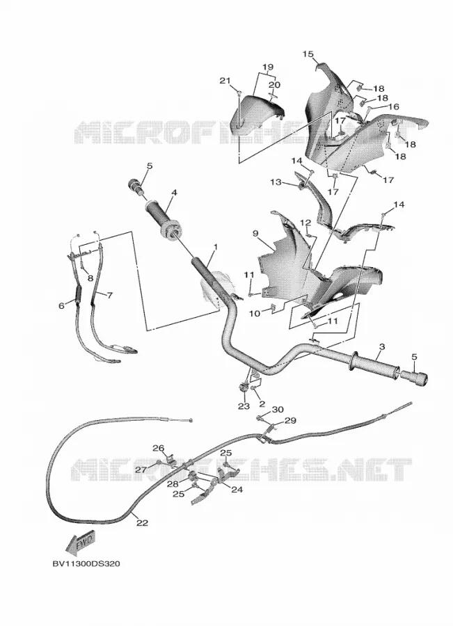 GUIDON ET CABLES Yamaha SCOOTER 530 2017 TMAX SX  XP530-A