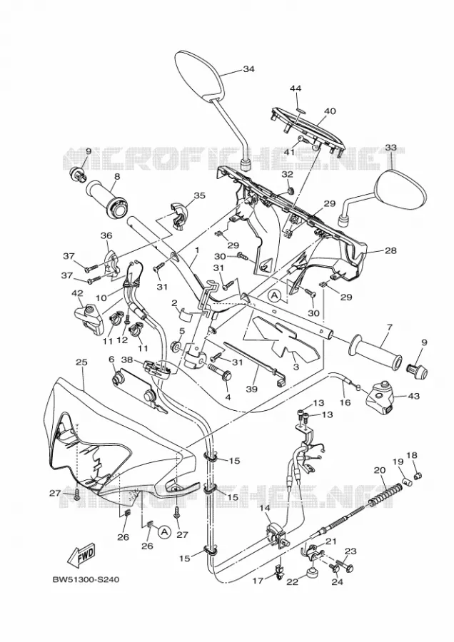 GUIDON ET CABLES Yamaha SCOOTER 125 2017 DELIGHT  LTS125-C