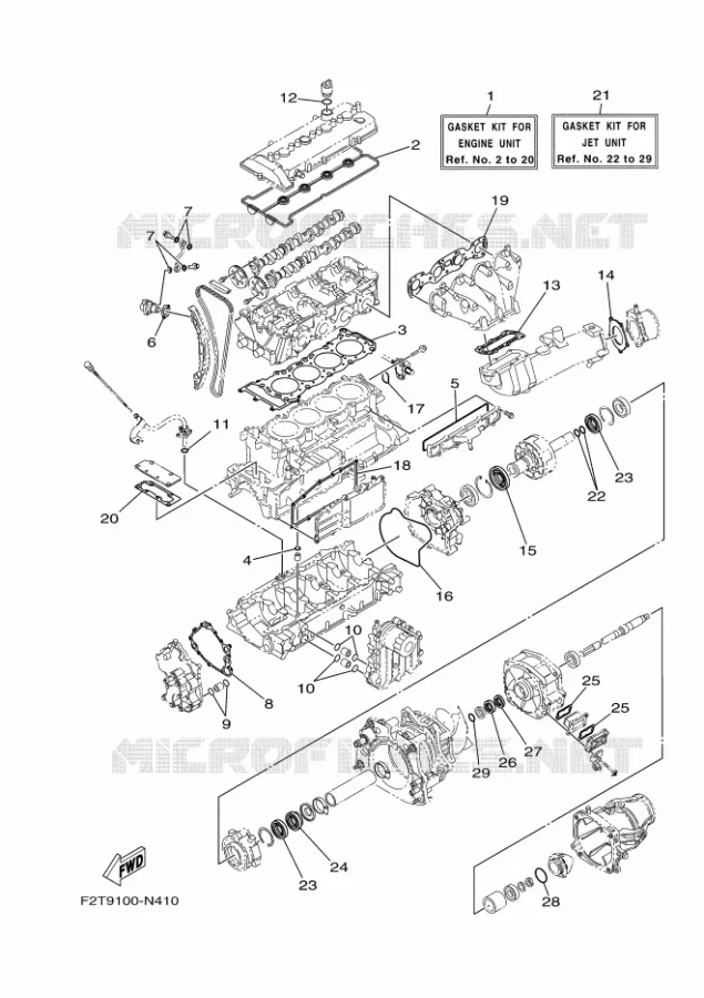 KIT DE REPARATION 1 Yamaha WAVERUNNER 1800 2016 FX CRUISER  FB1800A-R
