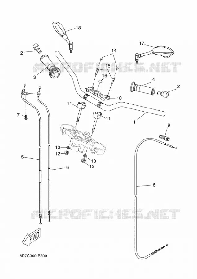 GUIDON ET CABLES Yamaha MOTO 125 2015 MT  MT125
