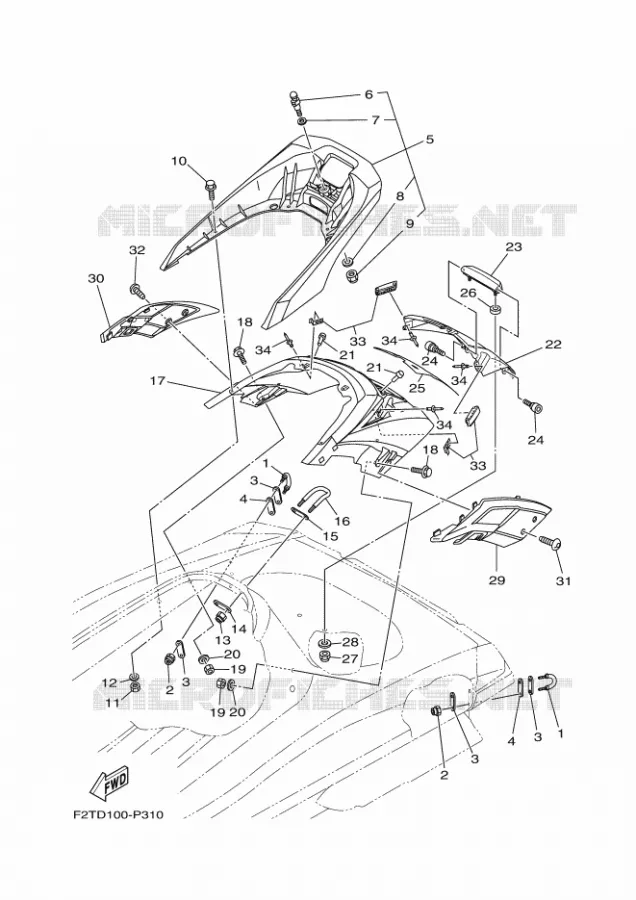 SELLE / SERRURE 2 Yamaha WAVERUNNER 1800 2015 FX  FB1800-P