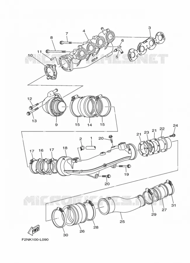 ECHAPPEMENT 1 Yamaha WAVERUNNER 1100 2015 V1  VX1100E-P