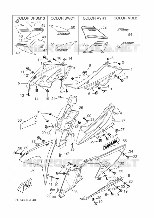 CARENAGES 1  Yamaha MOTO 125 2010 YZF-R125  YZF-R125