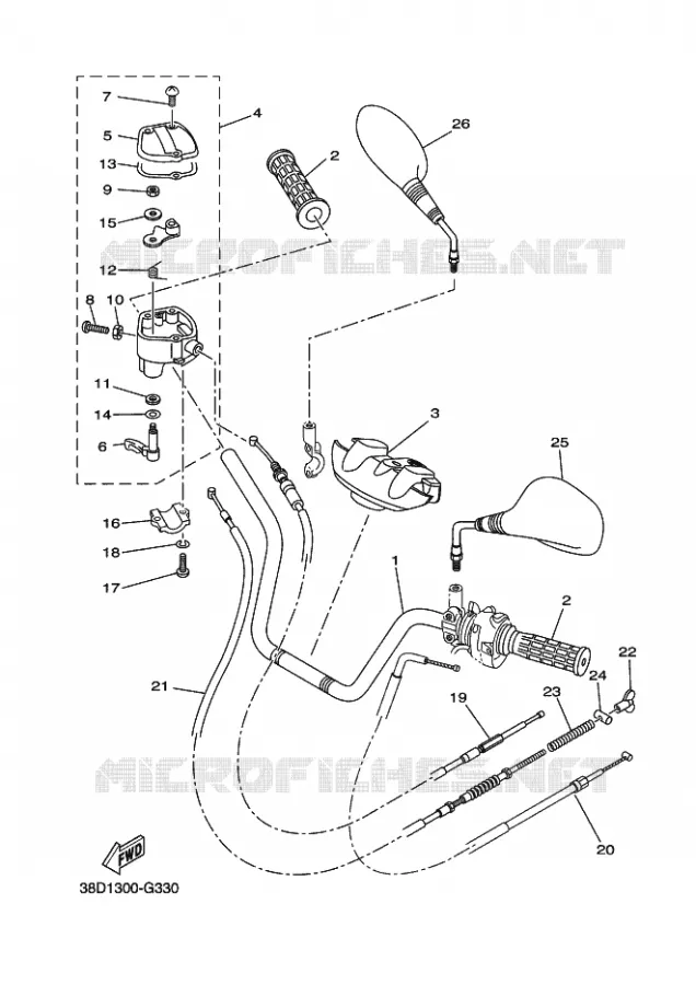 GUIDON ET CABLES Yamaha QUAD 350 2010 GRIZZLY 2WD  YFM350A