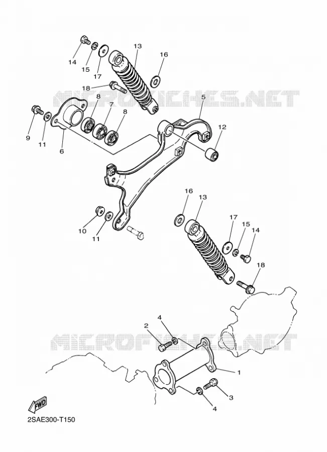 BRAS OSCILLANT / AMORTISSEUR Yamaha MOTO 50 2018 PW  PW50