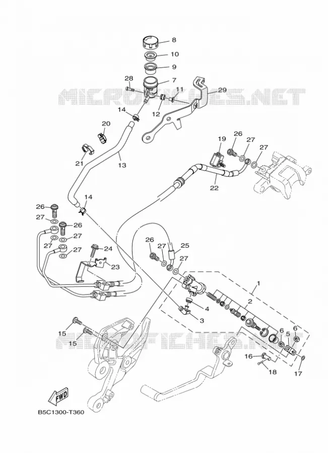 MAITRE CYLINDRE DE FREIN ARRIERE Yamaha MOTO 900 2018 TRACER  MTT850