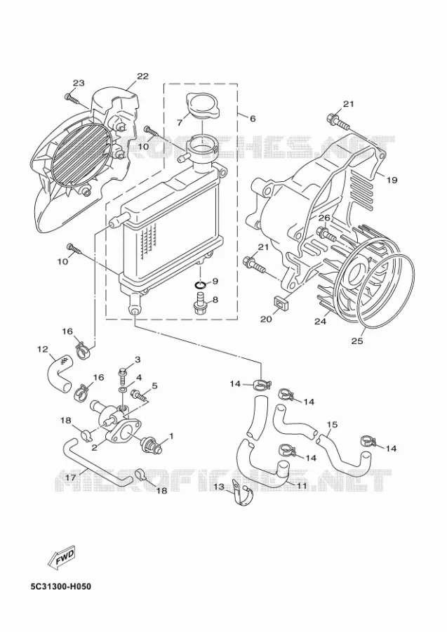 RADIATEUR / DURITES Yamaha SCOOTER 50 2012 NEOS 4  YN50F