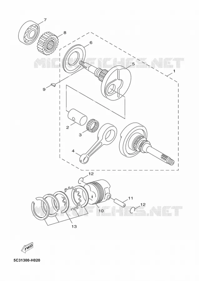 VILEBREQUIN / PISTON Yamaha SCOOTER 50 2012 NEOS 4  YN50F