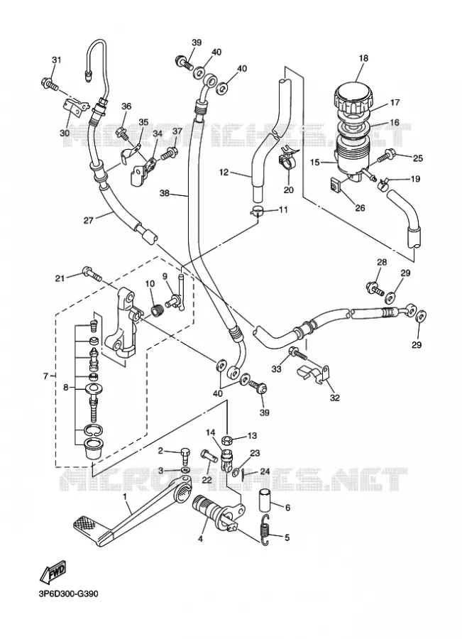 MAITRE CYLINDRE DE FREIN ARRIERE Yamaha MOTO 1300 2018 FJR  FJR1300-A
