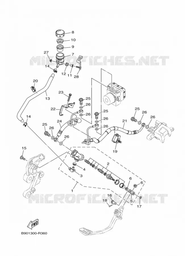 MAITRE CYLINDRE DE FREIN ARRIERE Yamaha MOTO 900 2018 XSR  MTM850