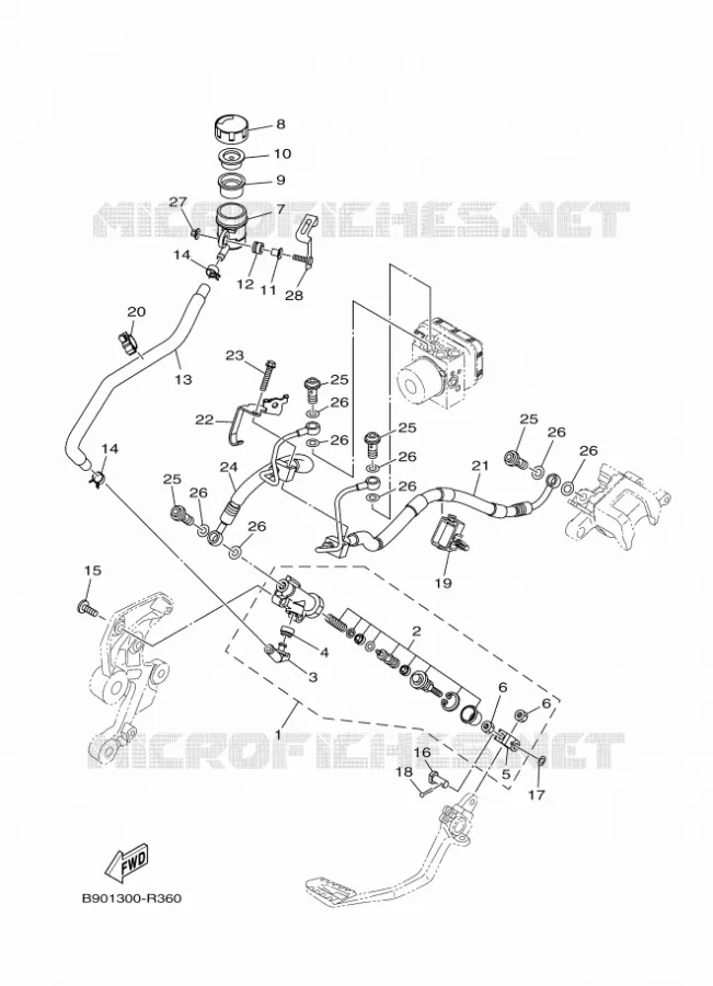 MAITRE CYLINDRE DE FREIN ARRIERE Yamaha MOTO 900 2018 XSR  MTM850