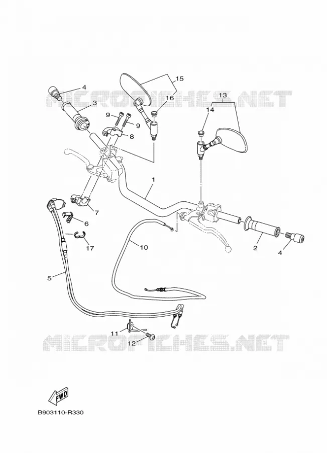 GUIDON ET CABLES Yamaha MOTO 900 2018 XSR  MTM850